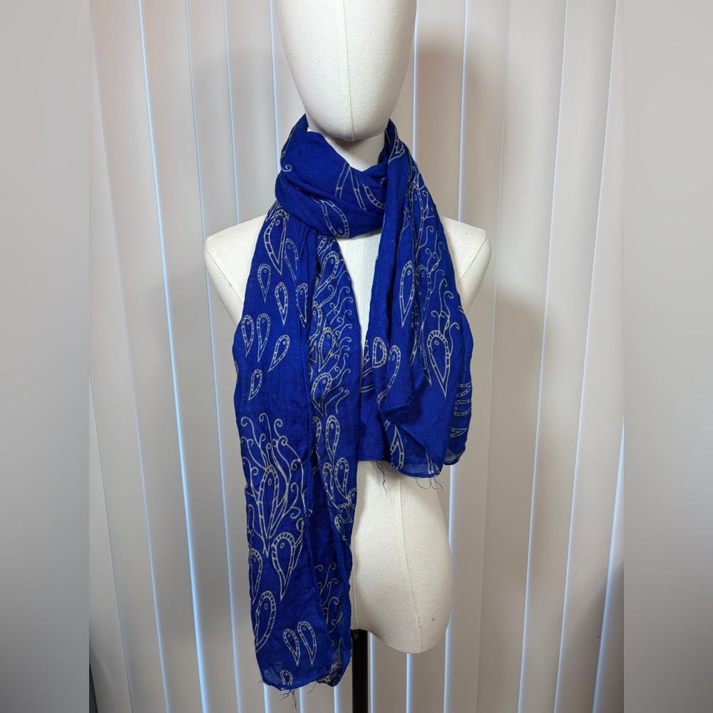 Blue Paisley Scarf 64 inches long